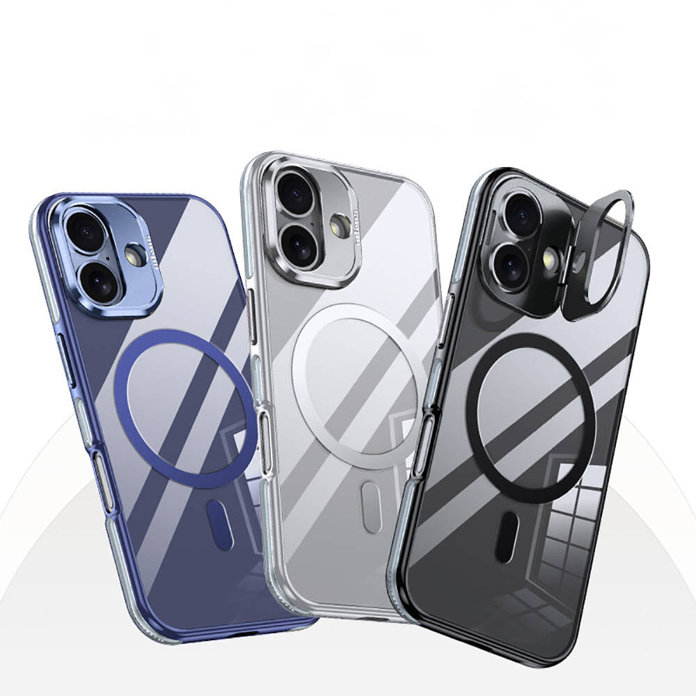 Apple iPhone 16 Plus Kılıf M-safe Şarj Özellikli Wlons Standlı Efsane Kapak Gri