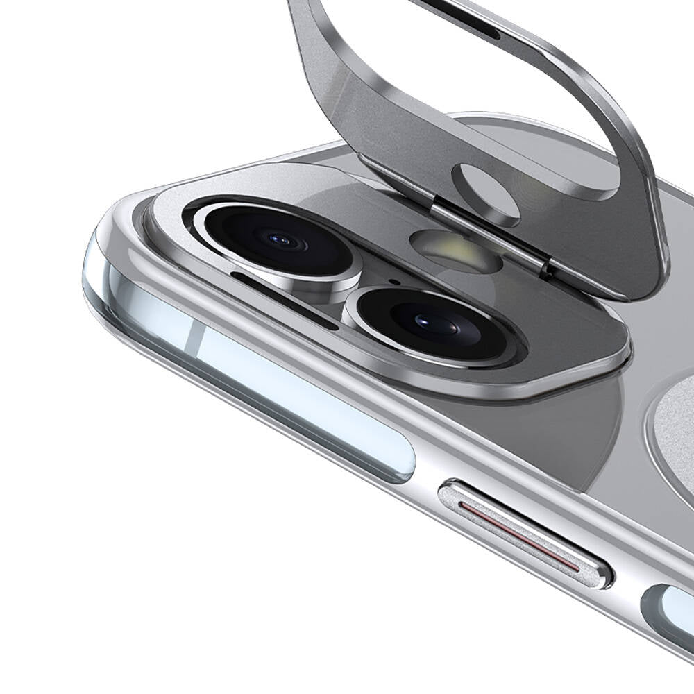 Apple iPhone 16 Plus Kılıf M-safe Şarj Özellikli Wlons Standlı Efsane Kapak Gri