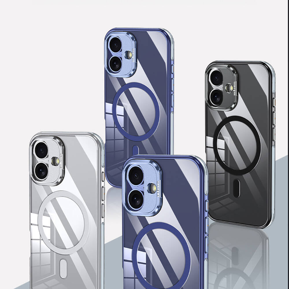 Apple iPhone 16 Plus Kılıf M-safe Şarj Özellikli Wlons Standlı Efsane Kapak Siyah