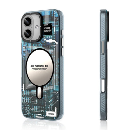 Apple iPhone 16 Plus Kılıf M-safe Şarj Özellikli Youngkit Technology Serisi Kapak Gri