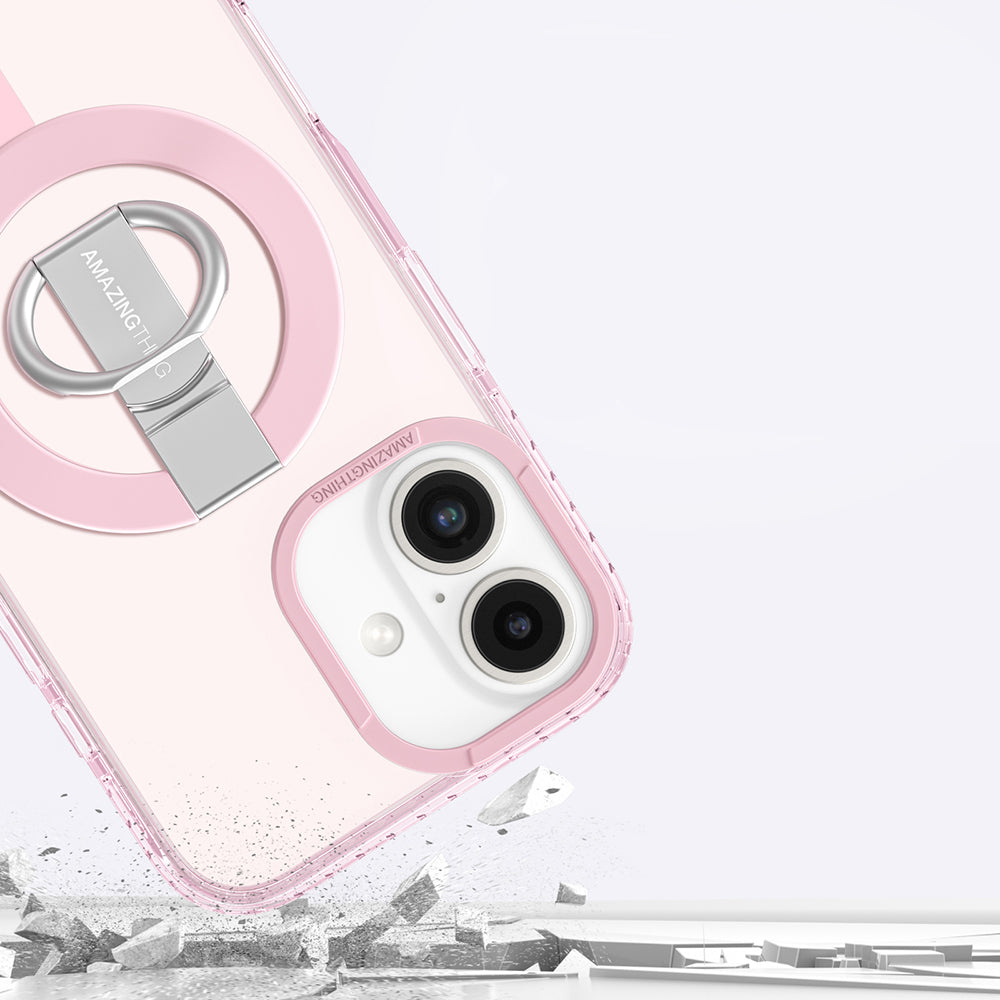 Apple iPhone 16 Plus Kılıf M-safe Şarj Özellikli Yüzük Standlı Amazingthing Titan Pro Serisi Kapak Siyah