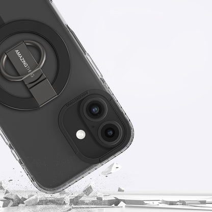 Apple iPhone 16 Plus Kılıf M-safe Şarj Özellikli Yüzük Standlı Amazingthing Titan Pro Serisi Kapak Pembe