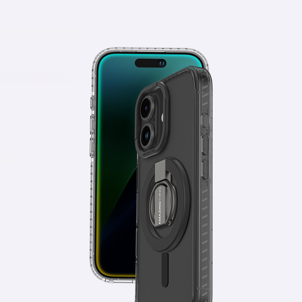 Apple iPhone 16 Plus Kılıf M-safe Şarj Özellikli Yüzük Standlı Amazingthing Titan Pro Serisi Kapak Pembe