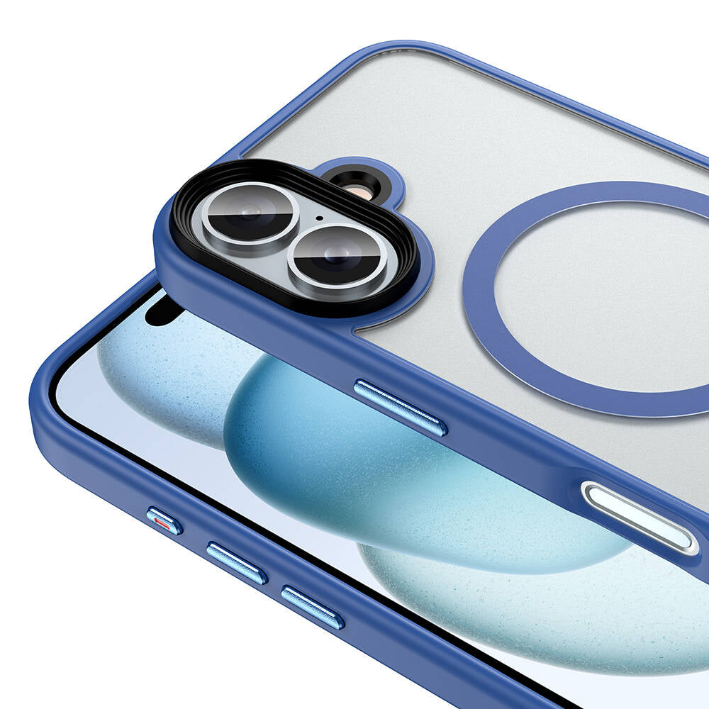 Apple iPhone 16 Plus Kılıf Mat Arka Yüzey Wireless Şarj Özellikli Zore Flet M-safe Kapak Desert Titanyum