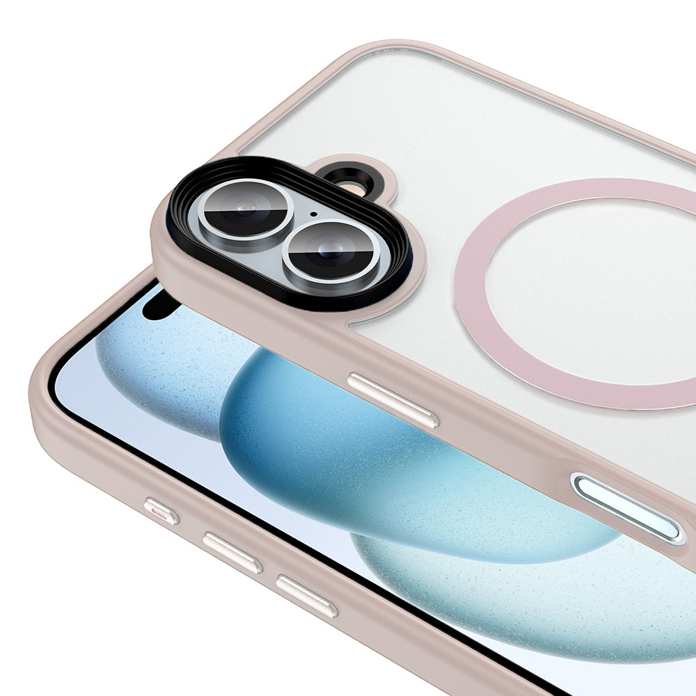 Apple iPhone 16 Plus Kılıf Mat Arka Yüzey Wireless Şarj Özellikli Zore Flet M-safe Kapak Mavi