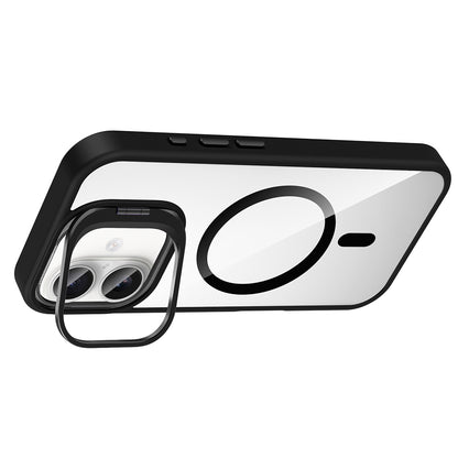 Apple iPhone 16 Plus Kılıf Standlı ve Kamera Lens Hediyeli M-Safe Şarj Özellikli Zore Etro Kapak Desert Titanyum