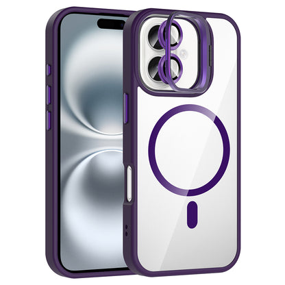 Apple iPhone 16 Plus Kılıf Standlı ve Kamera Lens Hediyeli M-Safe Şarj Özellikli Zore Etro Kapak