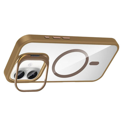 Apple iPhone 16 Plus Kılıf Standlı ve Kamera Lens Hediyeli M-Safe Şarj Özellikli Zore Etro Kapak Siyah