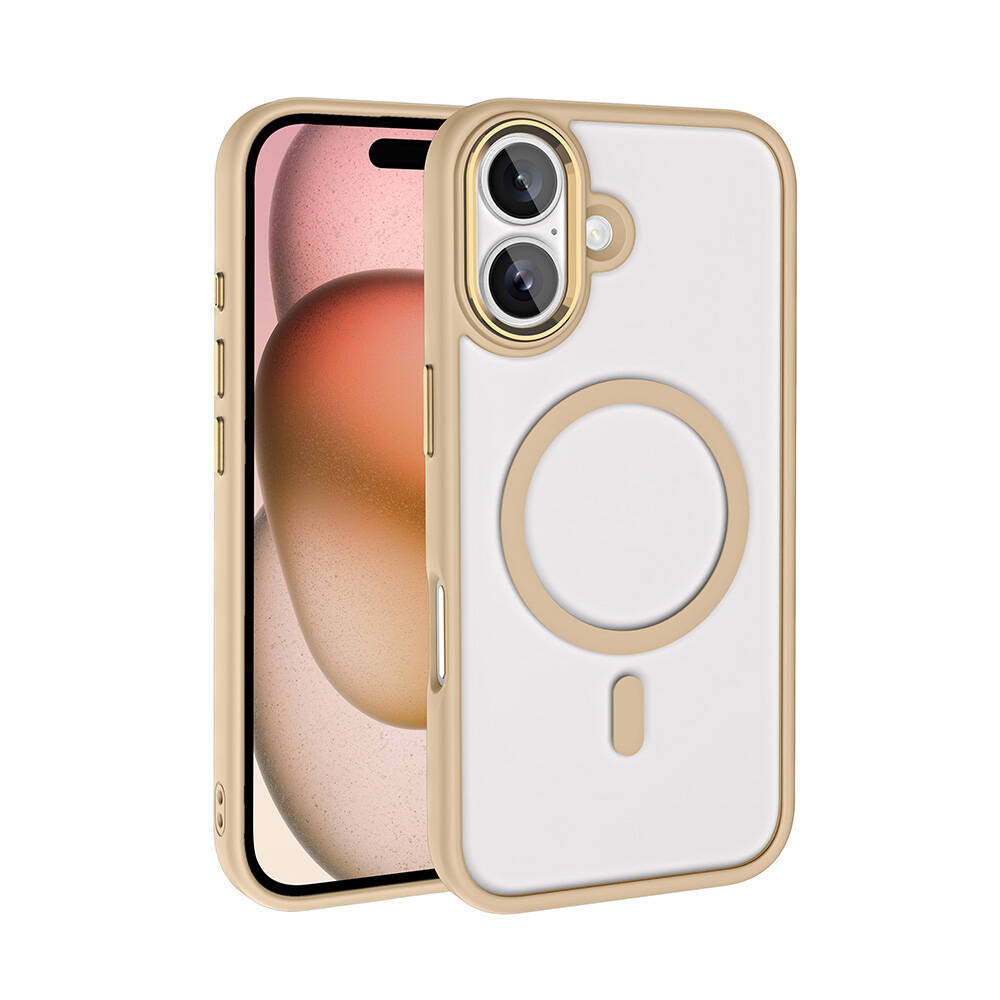 Apple iPhone 16 Plus Kılıf Wireless Şarj Özellikli Zore Krom M-safe Silikon Kapak Titanyum-Gri