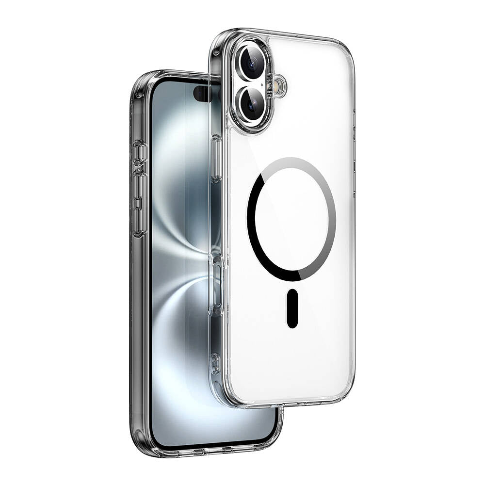 Apple iPhone 16 Plus Kılıf Wiwu MCC-101 iShield Pro Serisi M-safe Şarj Özellikli Crystal Sert PC Kapak Siyah