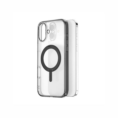 Apple iPhone 16 Plus Kılıf Wiwu MCC-201 iShield Ultra Serisi M-safe Şarj Özellikli Standlı Crystal Sert PC Kapak Siyah