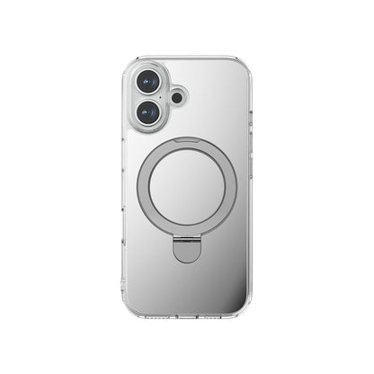 Apple iPhone 16 Plus M-safe Şarj Özellikli Kılıf Raptic Air Stand Serisi Aynalı Arka Yüzey Standlı Kapak Gri