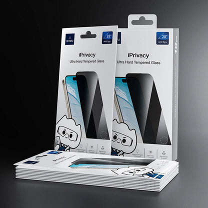 Apple iPhone 16 Plus Wiwu GT-015 Çok Katmanlı Temperli iPrivacy Cam Ekran Koruyucu 10'lu Paket Siyah