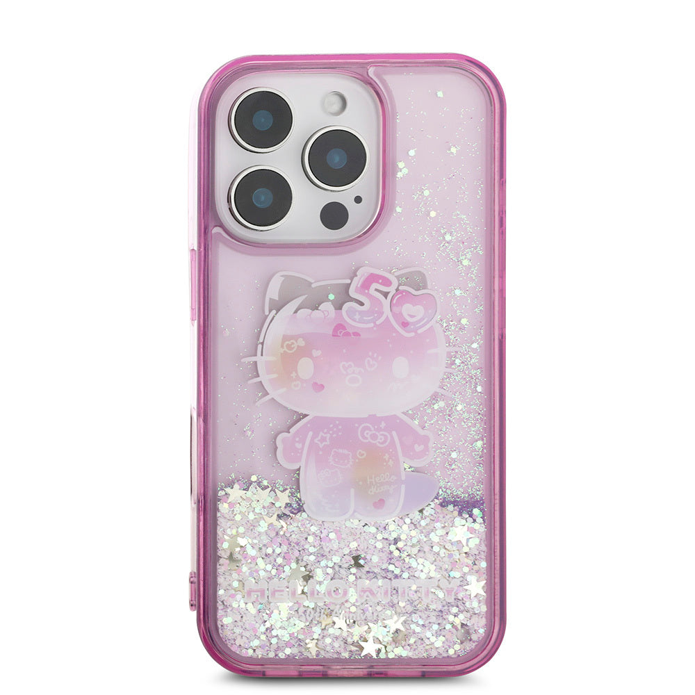 Apple iPhone 16 Pro Case Hello Kitty Original Licensed Liquid Silvery 50th Anniversary Party Cover Mor