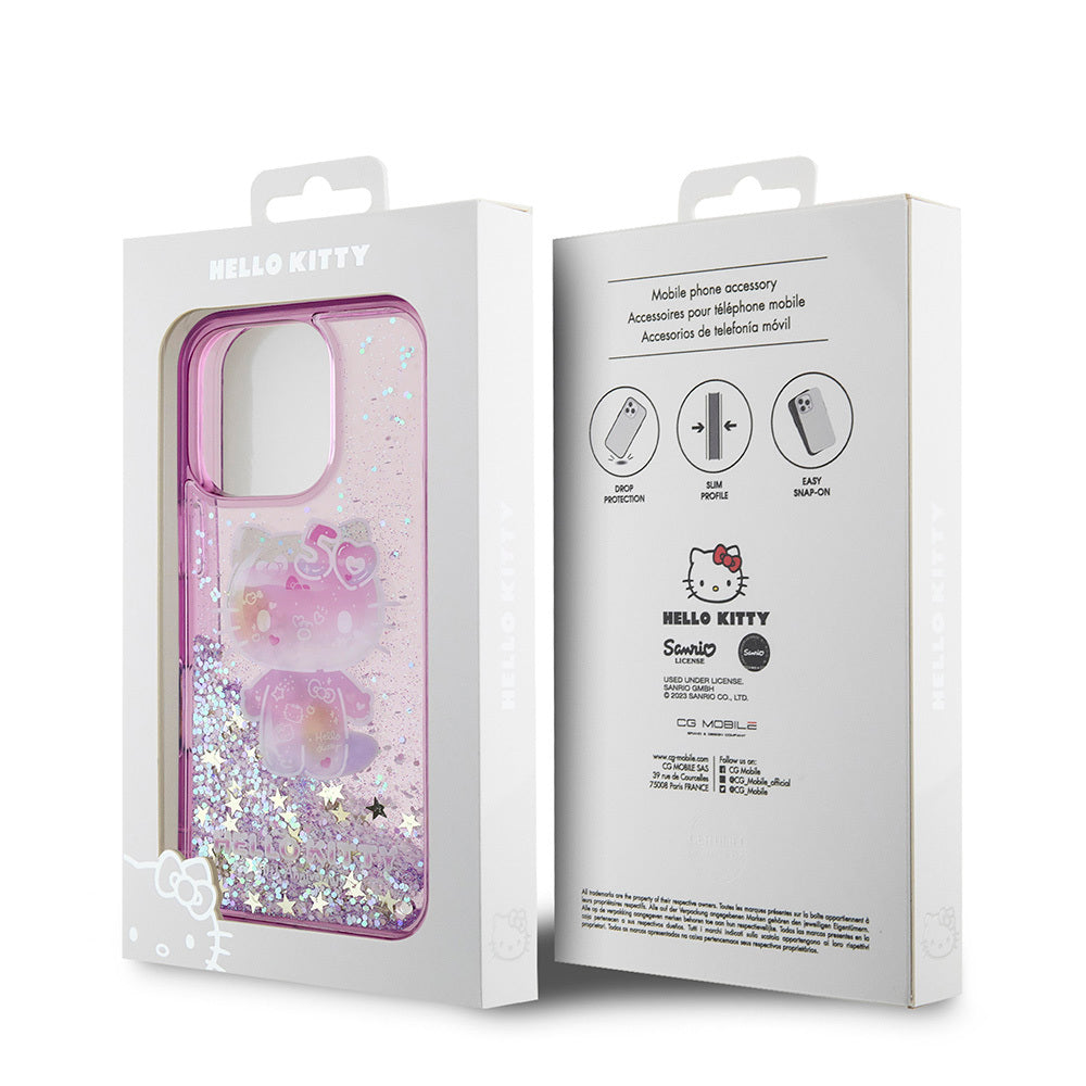 Apple iPhone 16 Pro Case Hello Kitty Original Licensed Liquid Silvery 50th Anniversary Party Cover Mor