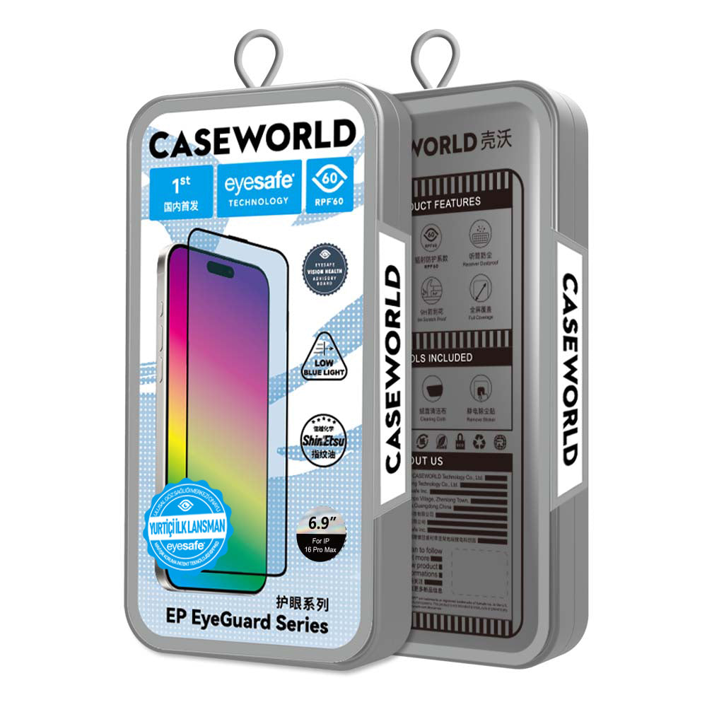 Apple iPhone 16 Pro CaseWorld EyeGuard Serisi 2.5D Eyesafe Teknolojili Cam Ekran Koruyucu Şeffaf