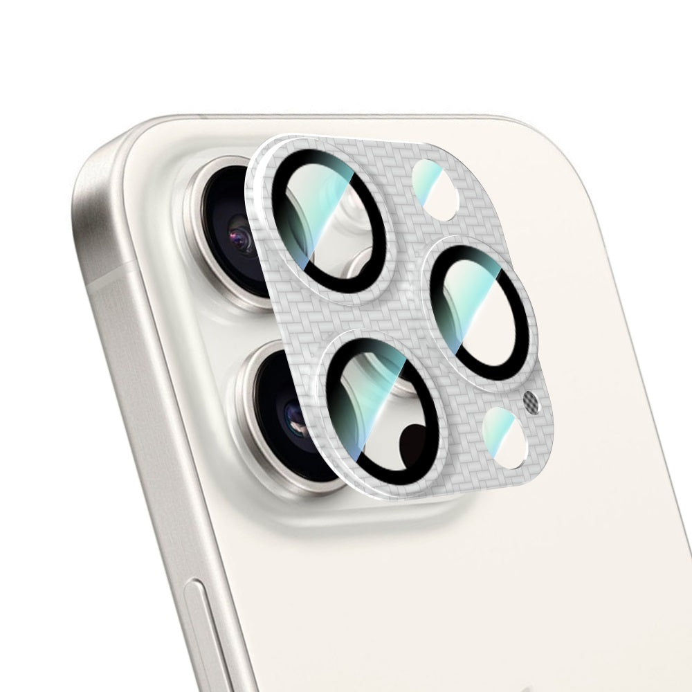 Apple iPhone 16 Pro CaseWorld Karbon Fiber Serisi Anti Reflective Ultra Clear Full Kamera Lens Koruyucu Gümüş