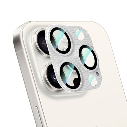 Apple iPhone 16 Pro CaseWorld Karbon Fiber Serisi Anti Reflective Ultra Clear Full Kamera Lens Koruyucu Gümüş
