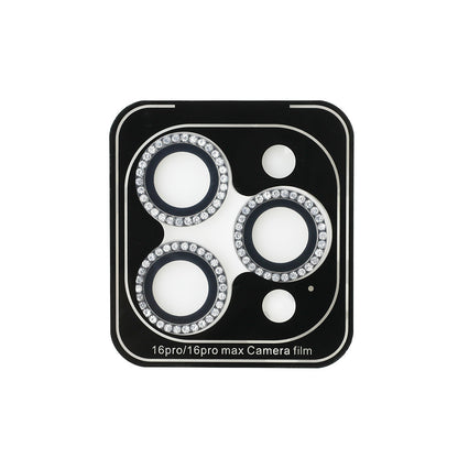 Apple iPhone 16 Pro Guess Orjinal Lisanslı Rhinestone Taşlı Lens Koruyucu Gümüş