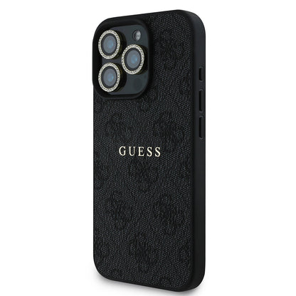 Apple iPhone 16 Pro Guess Orjinal Lisanslı Kılıf + Ekran Koruyucu + Lens Koruyucu 3in1 Aksesuar Seti Siyah