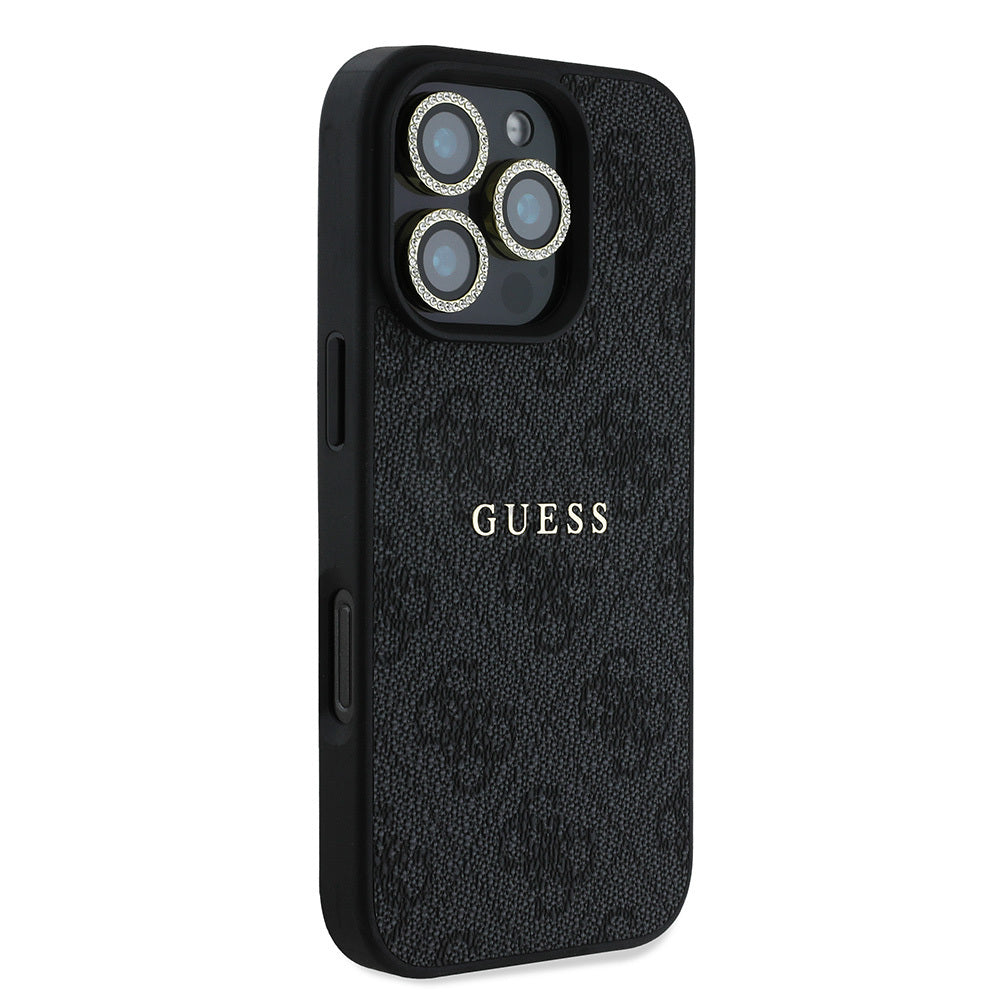 Apple iPhone 16 Pro Guess Orjinal Lisanslı Kılıf + Ekran Koruyucu + Lens Koruyucu 3in1 Aksesuar Seti Kahverengi