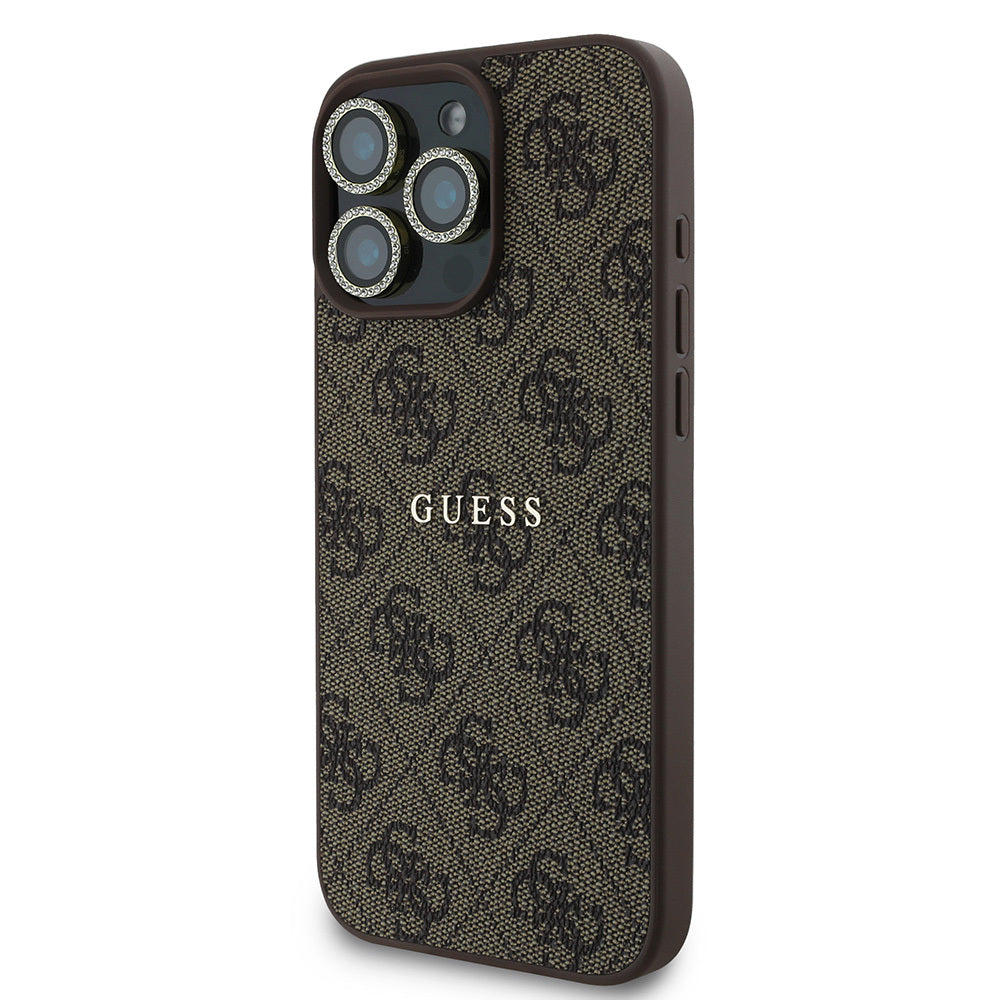 Apple iPhone 16 Pro Guess Orjinal Lisanslı Kılıf + Ekran Koruyucu + Lens Koruyucu 3in1 Aksesuar Seti Pembe