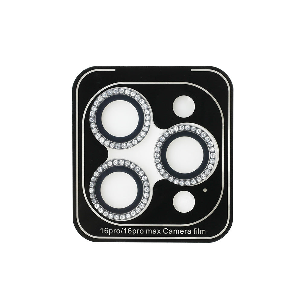 Apple iPhone 16 Pro Guess Orjinal Lisanslı Rhinestone Ekran Koruyucu + Lens Koruyucu 2in1 Aksesuar Seti Gümüş