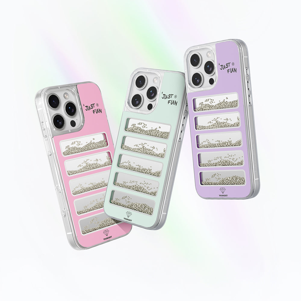 Apple iPhone 16 Pro Kılıf Aynalı ve Boncuklu Tasarım Youngkit Jump Serisi Kapak Pembe