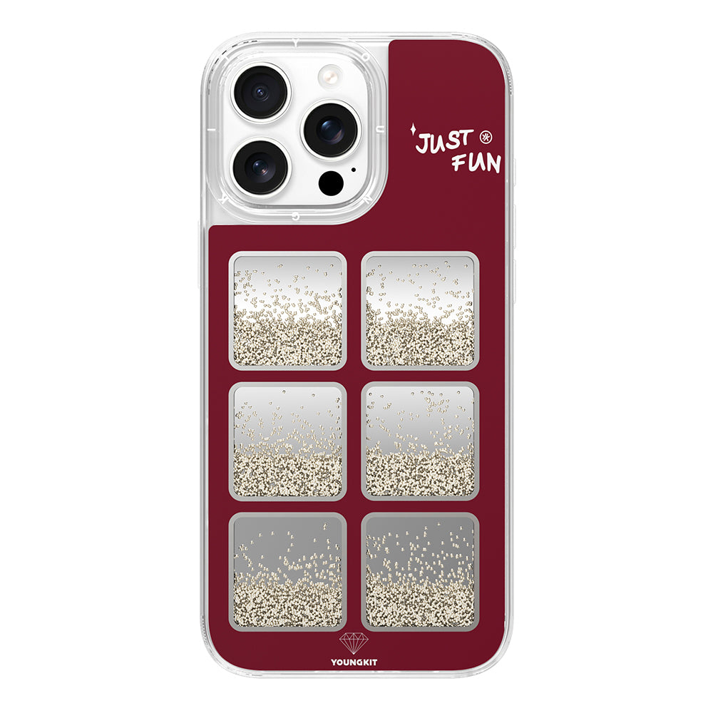 Apple iPhone 16 Pro Kılıf Aynalı ve Boncuklu Tasarım Youngkit Spirit Serisi Kapak Mürdüm