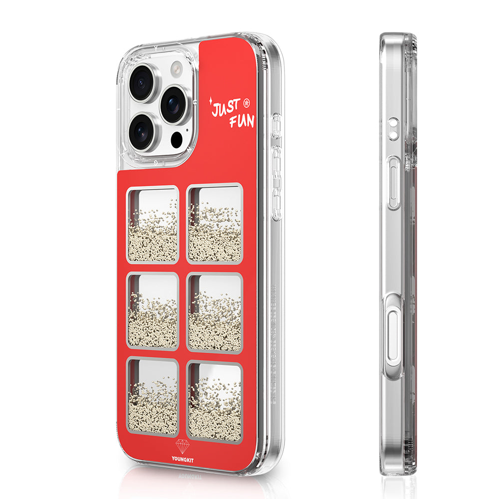 Apple iPhone 16 Pro Kılıf Aynalı ve Boncuklu Tasarım Youngkit Spirit Serisi Kapak Beyaz