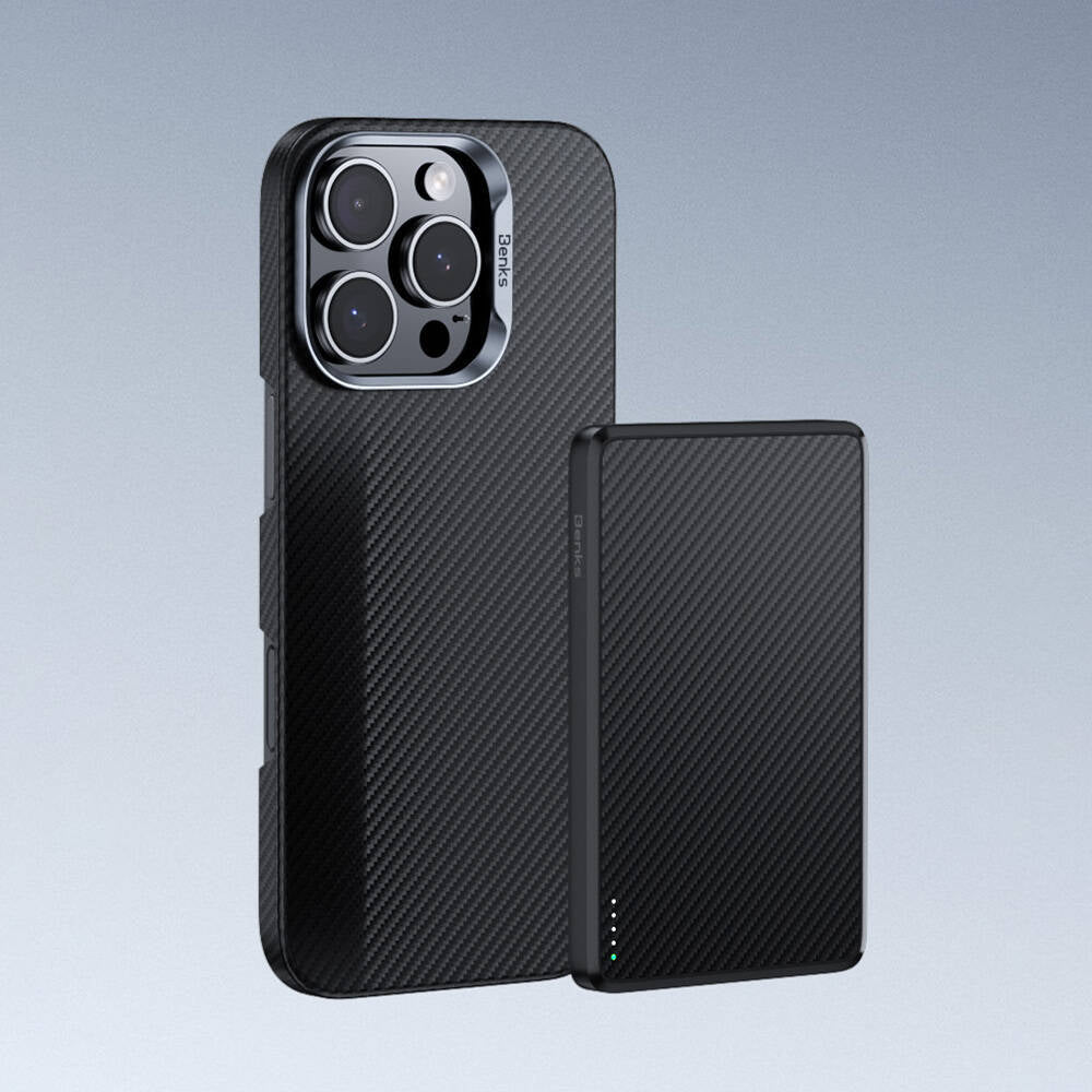 Apple iPhone 16 Pro Kılıf Benks M-safe Şarj Özellikli Magnetik ArmorAir 600D Kevlar Fiber Kapak Siyah