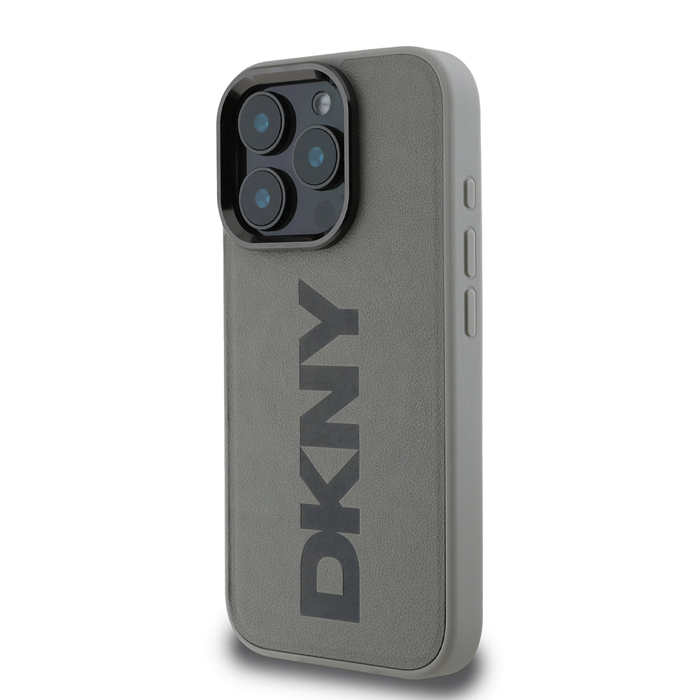 Apple iPhone 16 Pro Kılıf DKNY Orjinal Lisanslı M-safe Şarj Özellikli PU Deri Plain Kapak Kahverengi