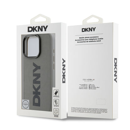 Apple iPhone 16 Pro Kılıf DKNY Orjinal Lisanslı M-safe Şarj Özellikli PU Deri Plain Kapak Gri