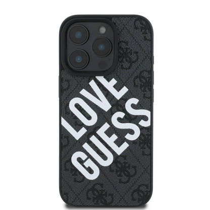 Apple iPhone 16 Pro Kılıf Guess Orjinal Lisanslı Big Love Guess Kapak Kahverengi