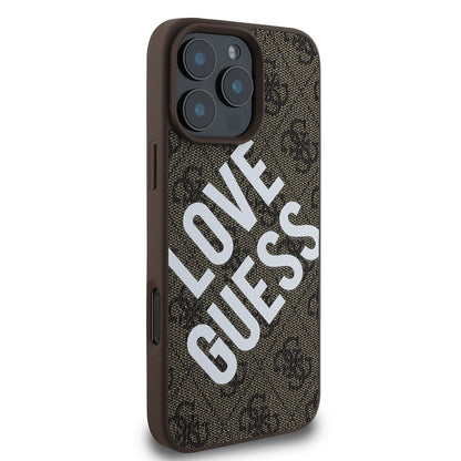Apple iPhone 16 Pro Kılıf Guess Orjinal Lisanslı Big Love Guess Kapak Siyah