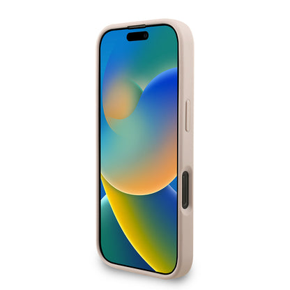 Apple iPhone 16 Pro Kılıf Guess Orjinal Lisanslı M-safe Şarj Özellikli PU Deri Bilek Askı İpli Yazı Logolu Kapak Kahverengi