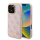 Apple iPhone 16 Pro Kılıf Guess Orjinal Lisanslı M-safe Şarj Özellikli 4G Desenli PU Metal Plaka Klasik Logolu Kapak Pembe