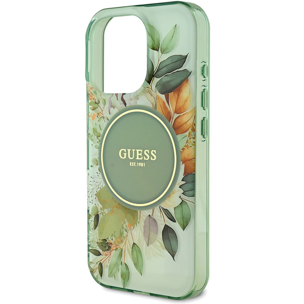 Apple iPhone 16 Pro Kılıf Guess Orjinal Lisanslı M-safe Şarj Özellikli Flower Tonal Circle Kapak Pembe