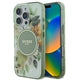 Apple iPhone 16 Pro Kılıf Guess Orjinal Lisanslı M-safe Şarj Özellikli Flower Tonal Circle Kapak Yeşil