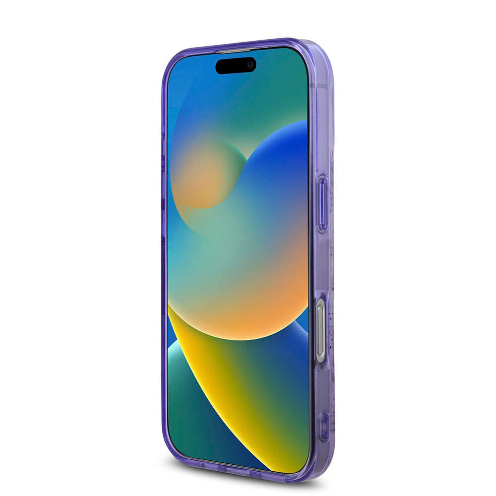 Apple iPhone 16 Pro Kılıf Guess Orjinal Lisanslı M-safe Şarj Özellikli Flower Tonal Circle Kapak Mor