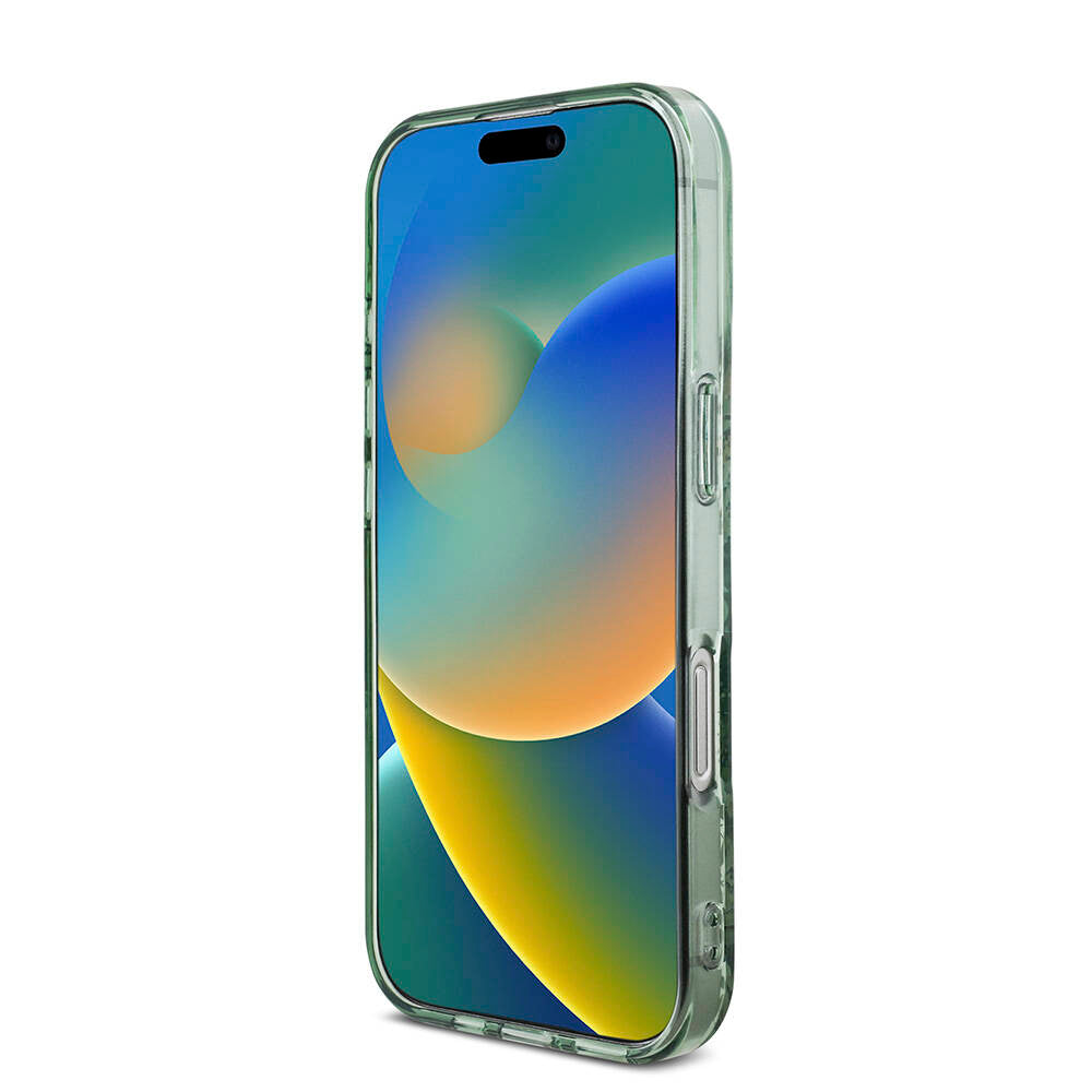 Apple iPhone 16 Pro Kılıf Guess Orjinal Lisanslı M-safe Şarj Özellikli IML Baskılı Çiçek İnci Bileklikli Kapak Pembe