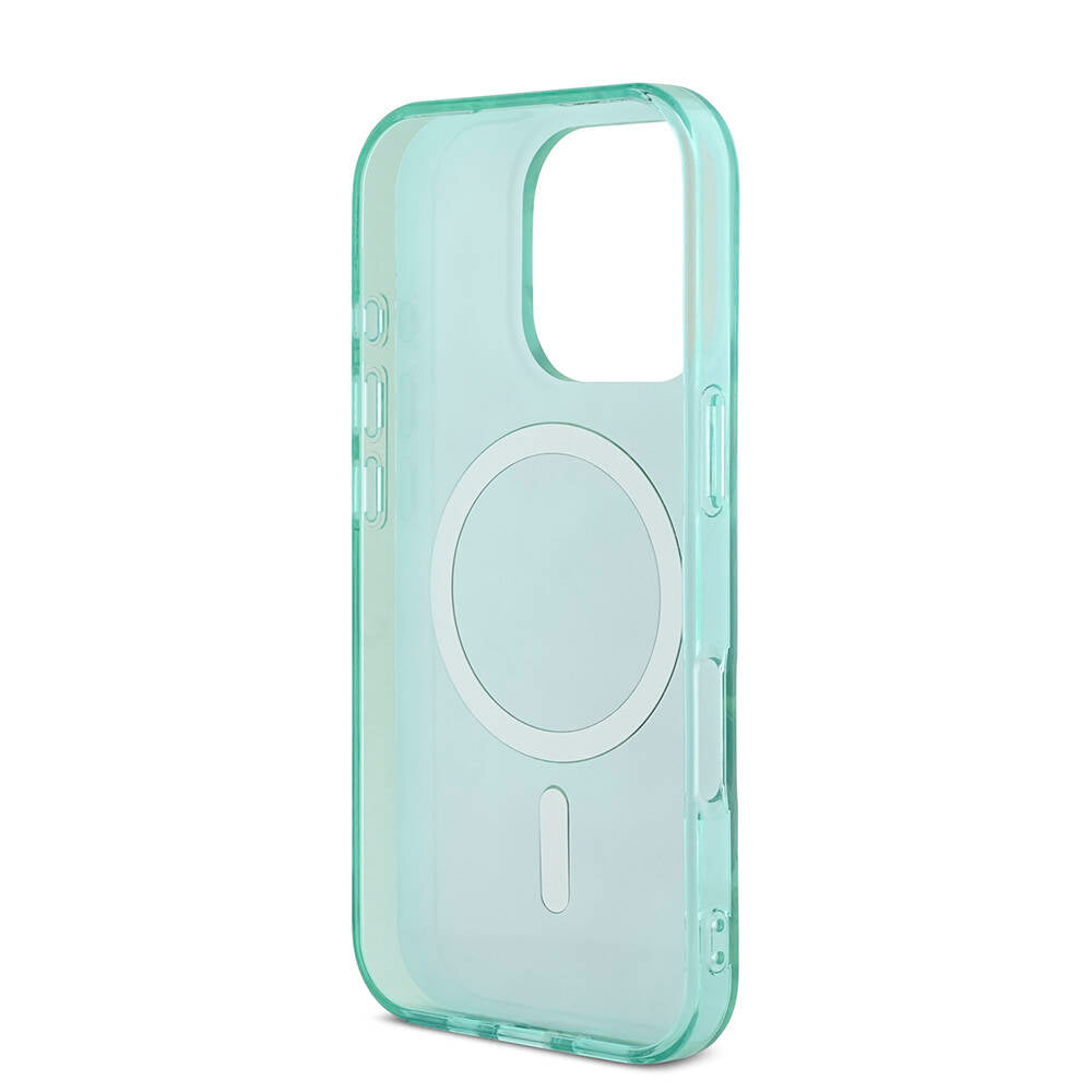 Apple iPhone 16 Pro Kılıf Guess Orjinal Lisanslı M-safe Şarj Özellikli IML Baskılı Jungle Ring Kapak Mor