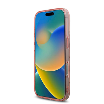 Apple iPhone 16 Pro Kılıf Guess Orjinal Lisanslı M-safe Şarj Özellikli IML Peony ve 4G Desenli Klasik Logolu Kapak Kahverengi