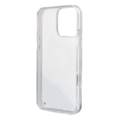 Apple iPhone 16 Pro Kılıf Guess Orjinal Lisanslı M-safe Şarj Özellikli Sıvılı Simli Çiçek Desenli Kapak Mor