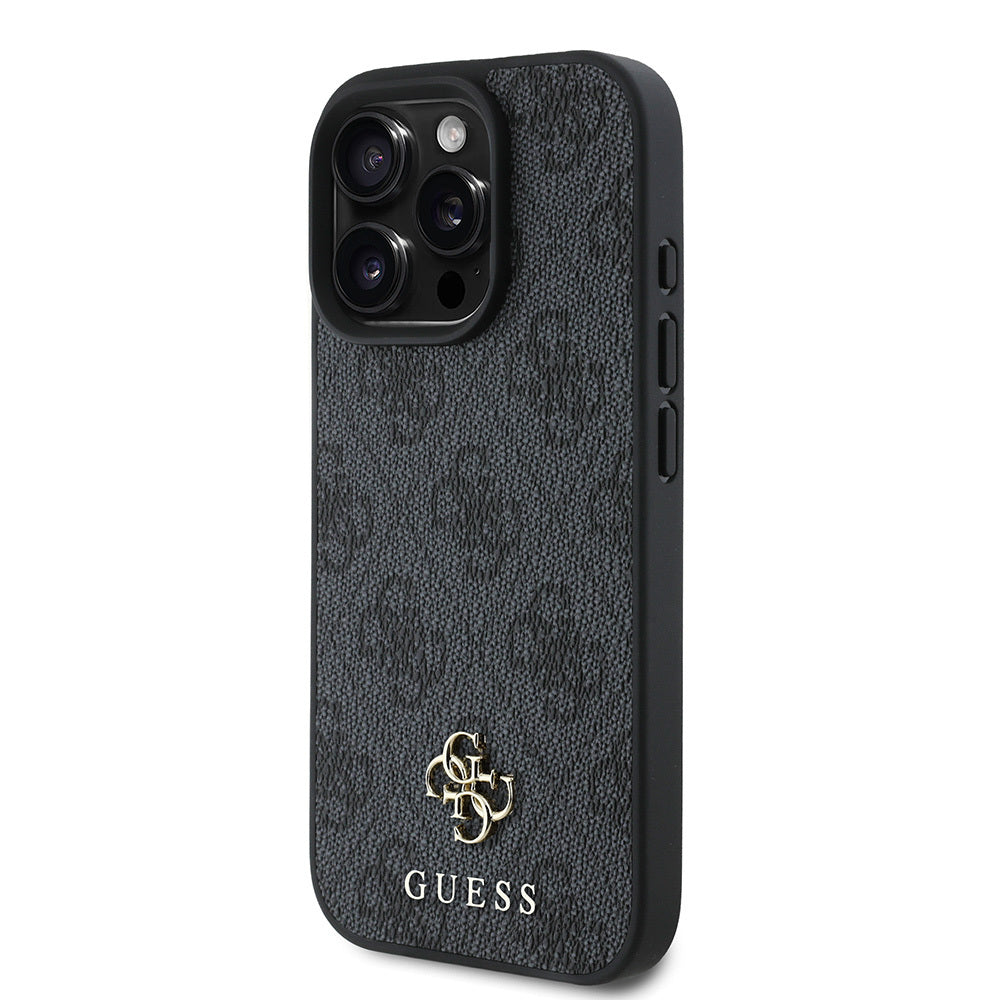 Apple iPhone 16 Pro Kılıf Guess Orjinal Lisanslı M-safe Şarj Özellikli Small 4G Classic Kapak Kahverengi