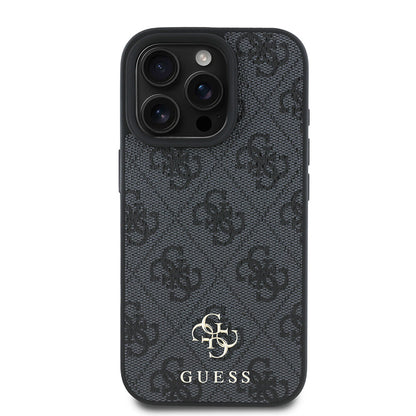 Apple iPhone 16 Pro Kılıf Guess Orjinal Lisanslı M-safe Şarj Özellikli Small 4G Classic Kapak Kahverengi