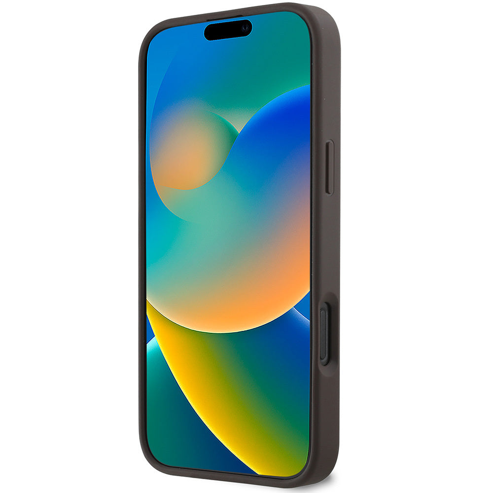 Apple iPhone 16 Pro Kılıf Guess Orjinal Lisanslı M-safe Şarj Özellikli Small 4G Classic Kapak Kahverengi