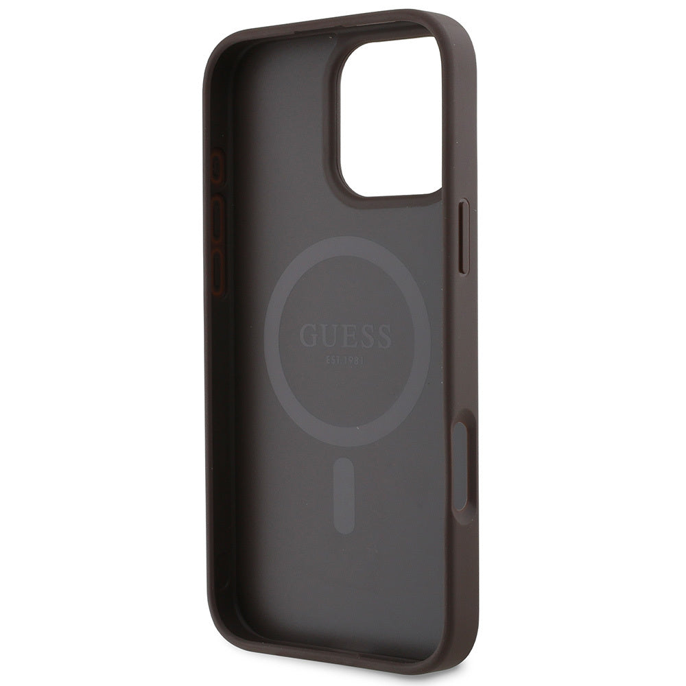 Apple iPhone 16 Pro Kılıf Guess Orjinal Lisanslı M-safe Şarj Özellikli Small 4G Classic Kapak Pembe