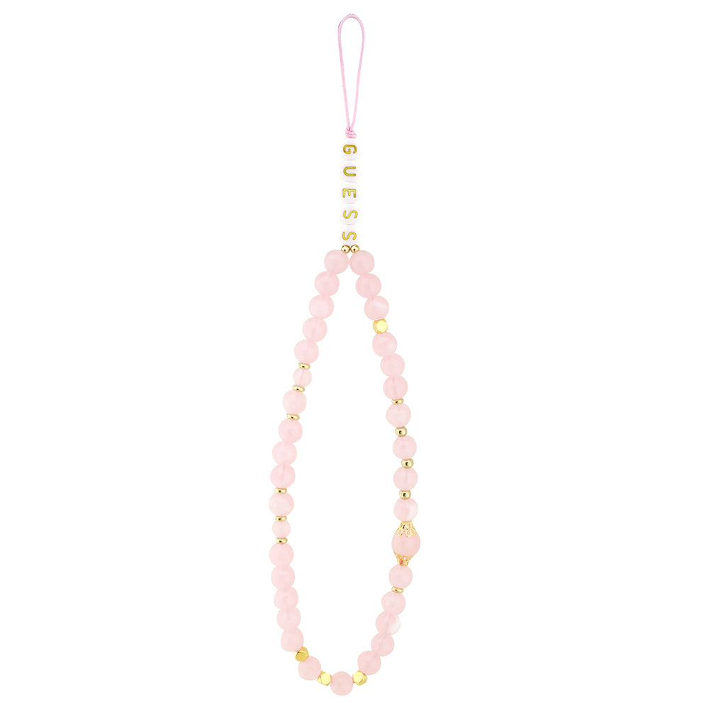 Apple iPhone 16 Pro Kılıf Guess Orjinal Lisanslı PU Deri Bilek Askı İpli Metal Büyük 4G ve Yazı Logolu Kapak Pembe