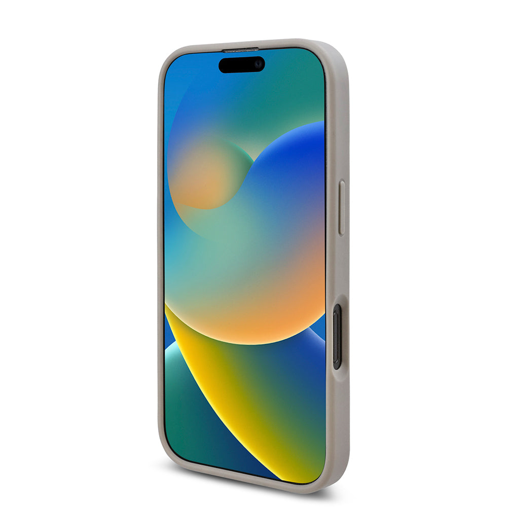 Apple iPhone 16 Pro Kılıf Guess Orjinal Lisanslı Taşlı Arka Yüzey Üçgen Logolu Kapak Gold